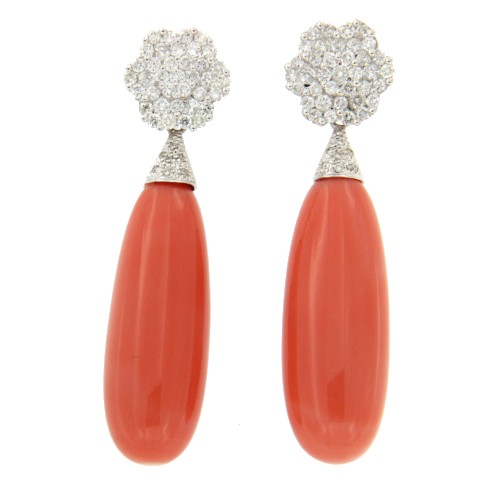 Pendientes cortos desmontables de oro blanco y diamantes. - Roman Joyero