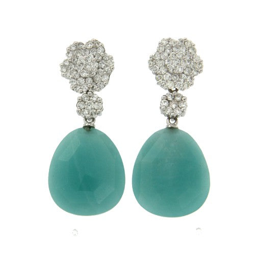 Pendientes cortos desmontables de oro blanco y diamantes. - Roman Joyero