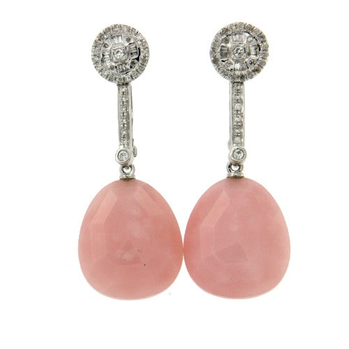 Pendientes desmontables redondos en oro blanco y diamantes. - Roman Joyero