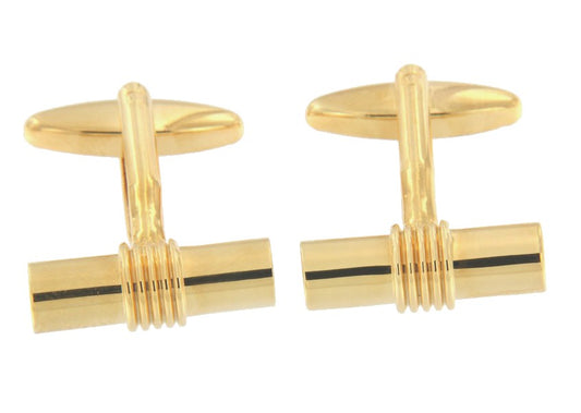 DONATELLO, gemelos de acero dorados con 5 bandas de sujeción. - Roman Joyero