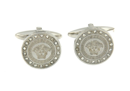 LAMPEDUSA, gemelos en acero con un diseño clásico con circonitas. - Roman Joyero