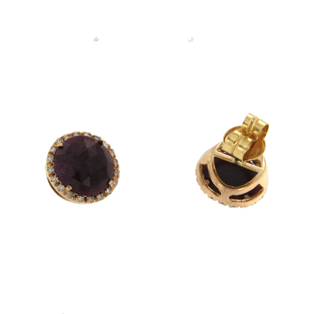 Pendientes de oro blanco con brillantes y zafiro rosa - Roman Joyero