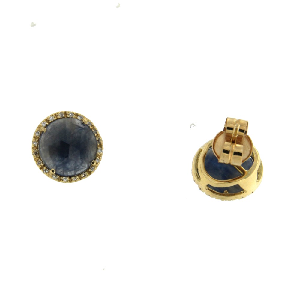 Pendientes de oro blanco con brillantes y zafiro azul - Roman Joyero