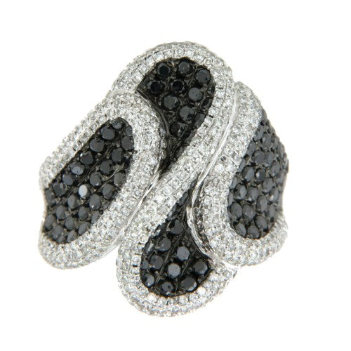 BARUMINI, anillo de oro y diamantes blancos y negros - Roman Joyero