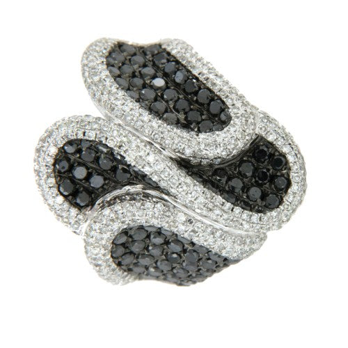 BARUMINI, anillo de oro y diamantes blancos y negros - Roman Joyero