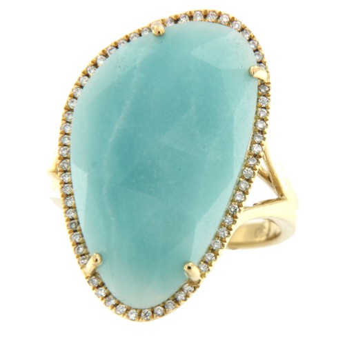 BOSA, Anillo de oro y brillantes con amazonite. - Roman Joyero