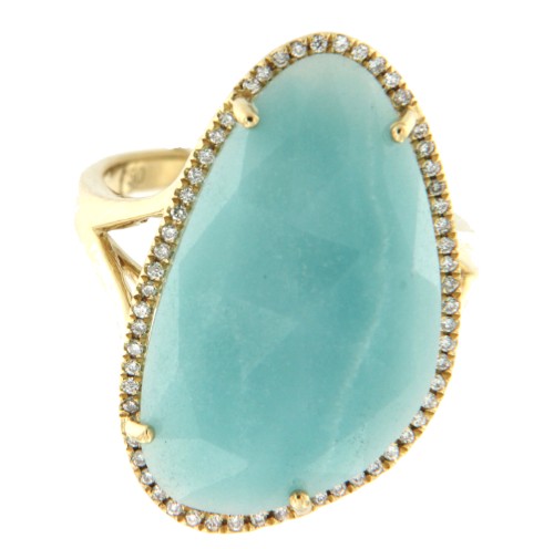 BOSA, Anillo de oro y brillantes con amazonite. - Roman Joyero