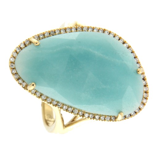 BOSA, Anillo de oro y brillantes con amazonite. - Roman Joyero