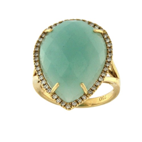 FROSINONE, Anillo de oro y diamantes con amazonite - Roman Joyero