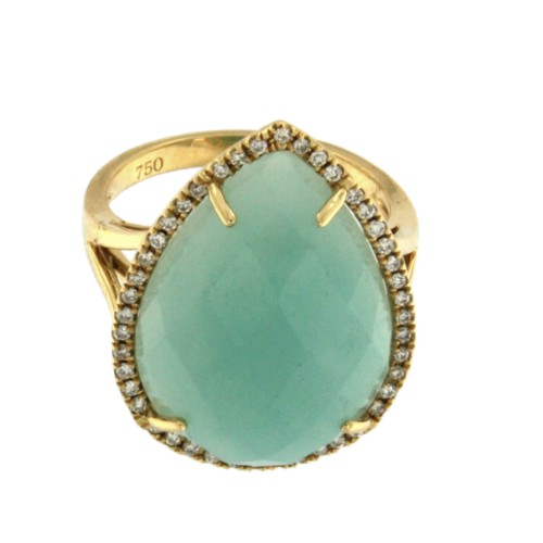 FROSINONE, Anillo de oro y diamantes con amazonite - Roman Joyero