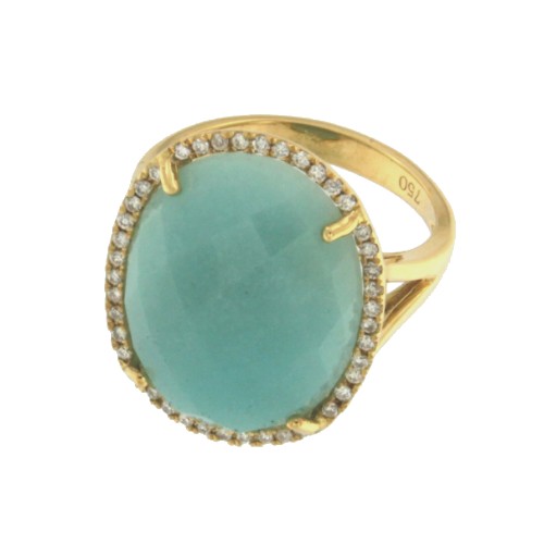 ORESEI, Anillo de oro con diamantes y amazonite - Roman Joyero