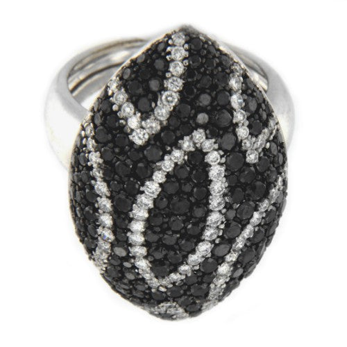 PRATO, anillo de oro blanco y diamantes de 2 colores. - Roman Joyero