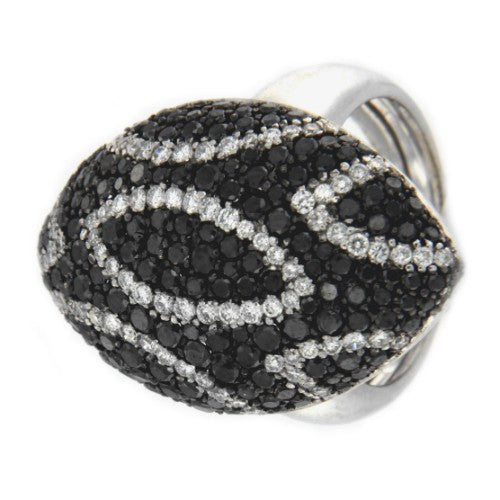 PRATO, anillo de oro blanco y diamantes de 2 colores. - Roman Joyero