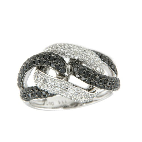 SALENTO, anillo en oro blanco y diamantes de colores. - Roman Joyero