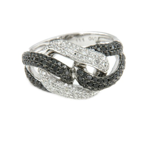 SALENTO, anillo en oro blanco y diamantes de colores. - Roman Joyero