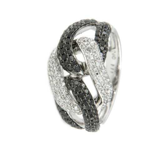 SALENTO, anillo en oro blanco y diamantes de colores. - Roman Joyero