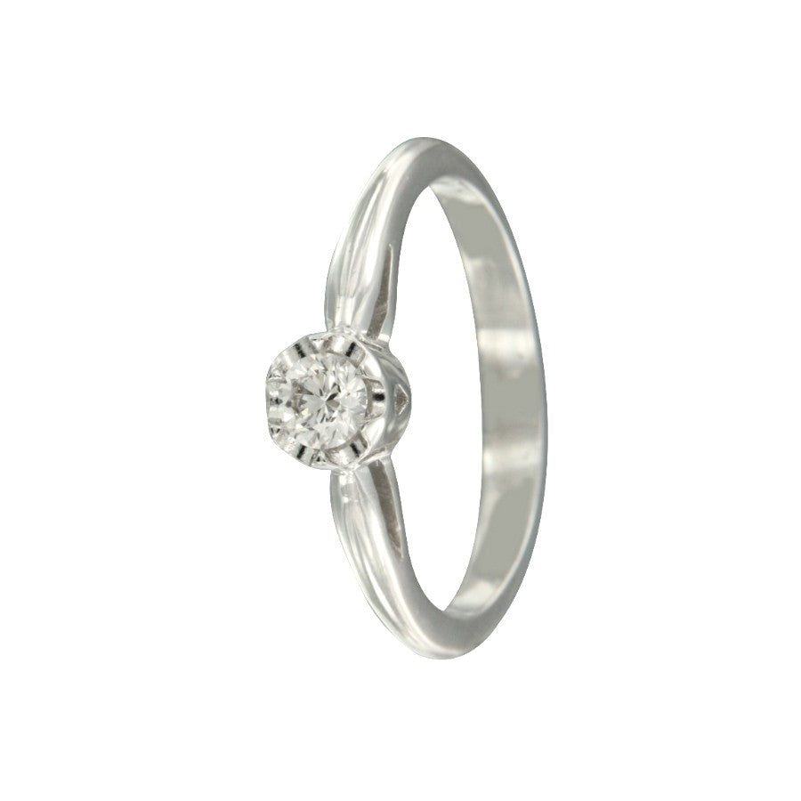 TRISTAN, anillo solitario de oro blanco y diamante - Roman Joyero