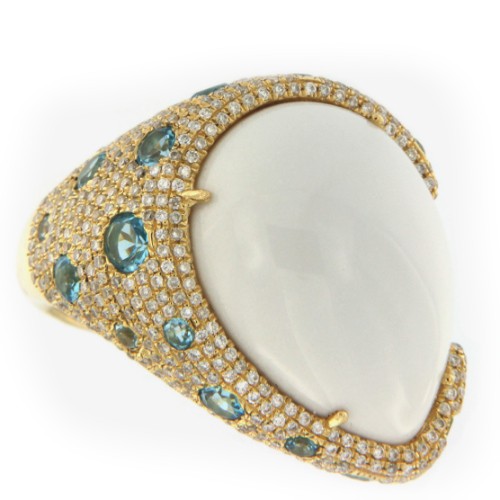MERENGUE, anillo de oro con diamantes y topacio - Roman Joyero