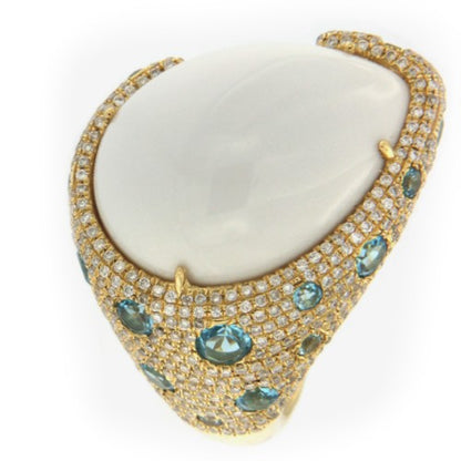 MERENGUE, anillo de oro con diamantes y topacio - Roman Joyero