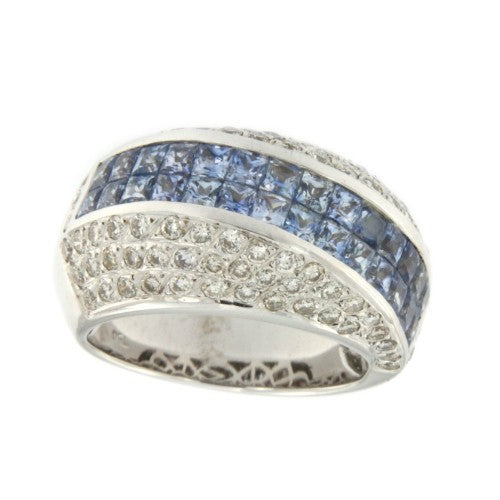 RETBA, anillo de oro con diamantes y zafiro. - Roman Joyero