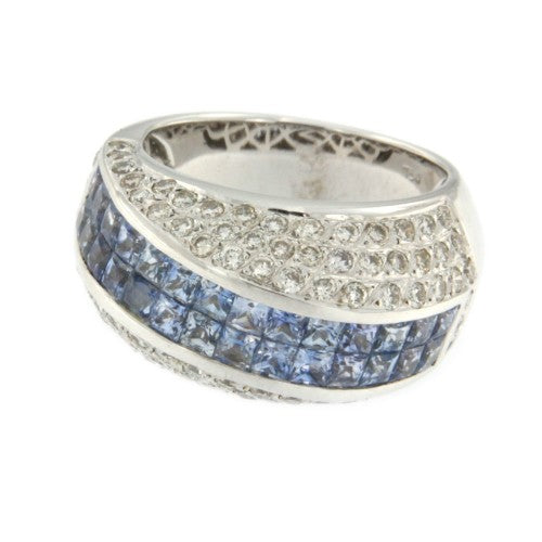 RETBA, anillo de oro con diamantes y zafiro. - Roman Joyero