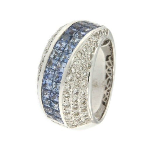 RETBA, anillo de oro con diamantes y zafiro. - Roman Joyero