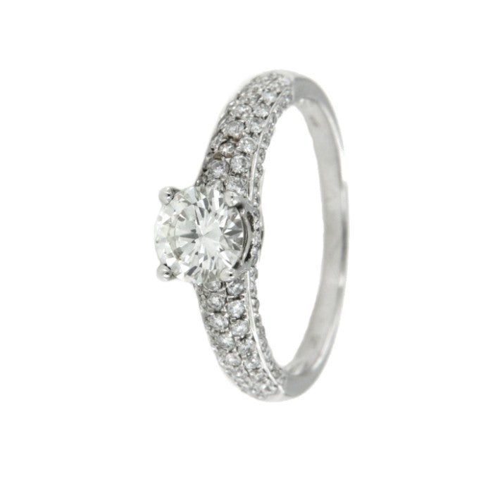 BESALÚ, anillo-solitario de oro y diamantes - Roman Joyero