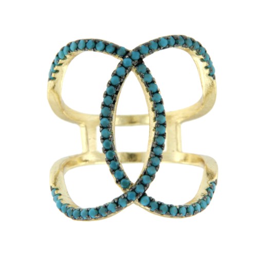 ALBINA, anillo de plata dorada con turquesas - Roman Joyero