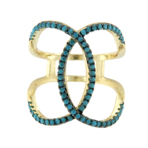 ALBINA, anillo de plata dorada con turquesas - Roman Joyero