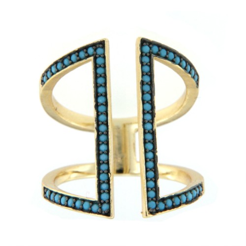 ALESSANDRIA, anillo de plata con turquesas - Roman Joyero