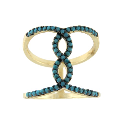 APOLONIA, anillo de plata de ley dorada con turquesas - Roman Joyero