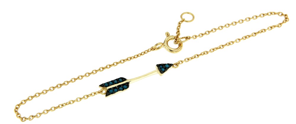 COSENO, pulsera de plata dorada con dije en turquesa - Roman Joyero