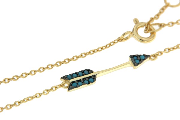 COSENO, pulsera de plata dorada con dije en turquesa - Roman Joyero