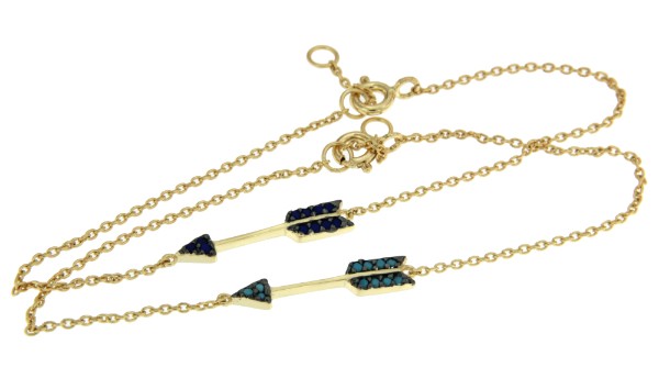 COSENO, pulsera de plata dorada con dije en turquesa - Roman Joyero