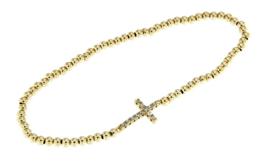 CORDELIA, cadena de plata dorada con cruz - Roman Joyero