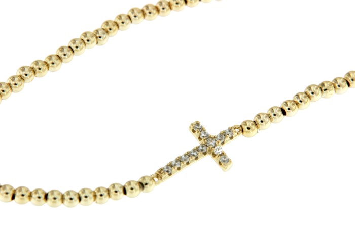 CORDELIA, cadena de plata dorada con cruz - Roman Joyero