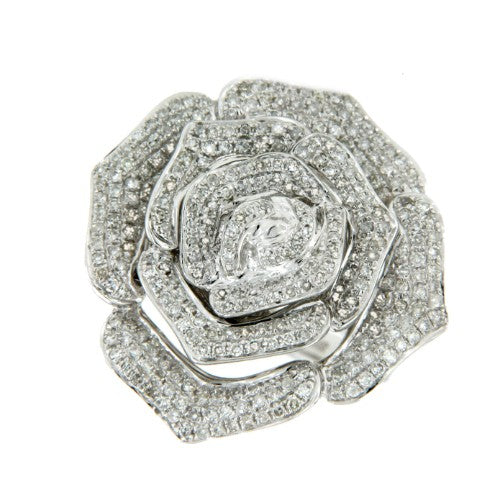PRAIANO, anillo de oro con diamantes y rosa.