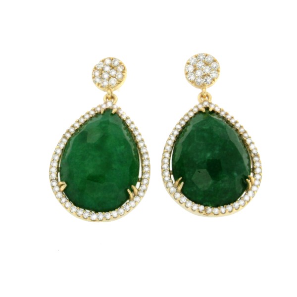 ANGELADAS, pendientes de plata con circonitas y cuarzo verde - Roman Joyero