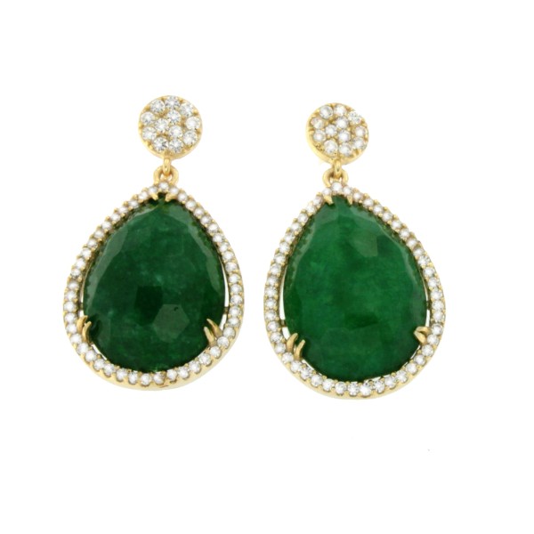 ANGELADAS, pendientes de plata con circonitas y cuarzo verde - Roman Joyero