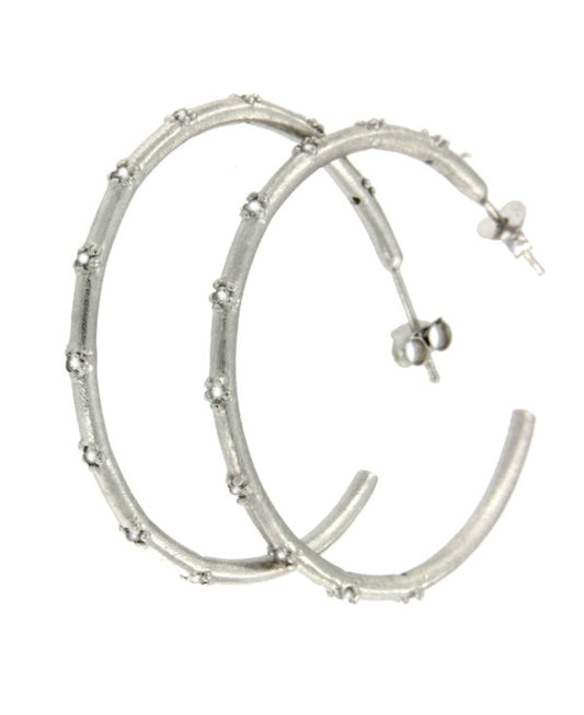 APENINOS, pendientes de plata de ley rodiada con circonitas. - Roman Joyero