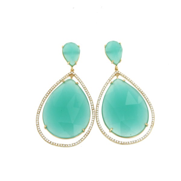 ASCLEPIOS, pendientes de plata con circonitas y cuarzo amazonite - Roman Joyero