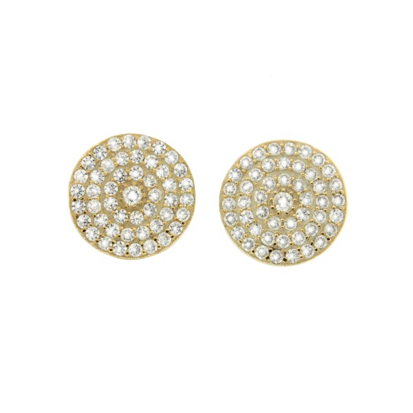 BAQUIDIAS, pendientes de plata dorada con circonitas - Roman Joyero