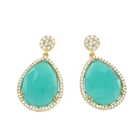 DEDALO, pendientes de plata con circonitas y amazonite - Roman Joyero