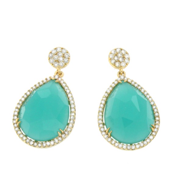 DEDALO, pendientes de plata con circonitas y amazonite - Roman Joyero