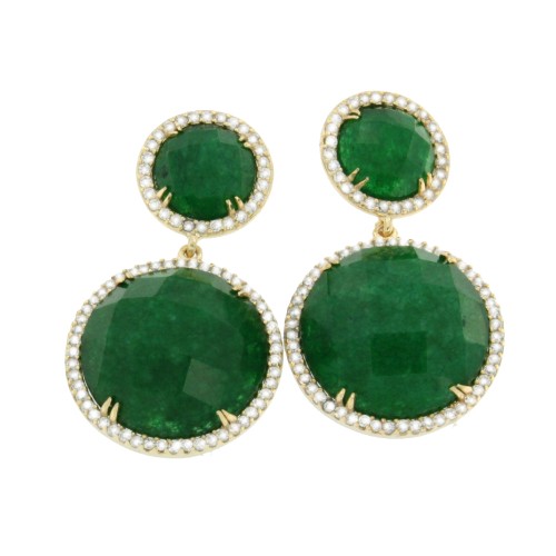 NECIOTES, pendientes de plata con circonitas y cuarzo verde - Roman Joyero
