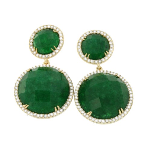 NECIOTES, pendientes de plata con circonitas y cuarzo verde - Roman Joyero