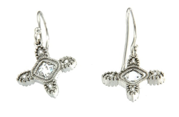FAGNES, pendientes de plata rodiada con circonitas. - Roman Joyero