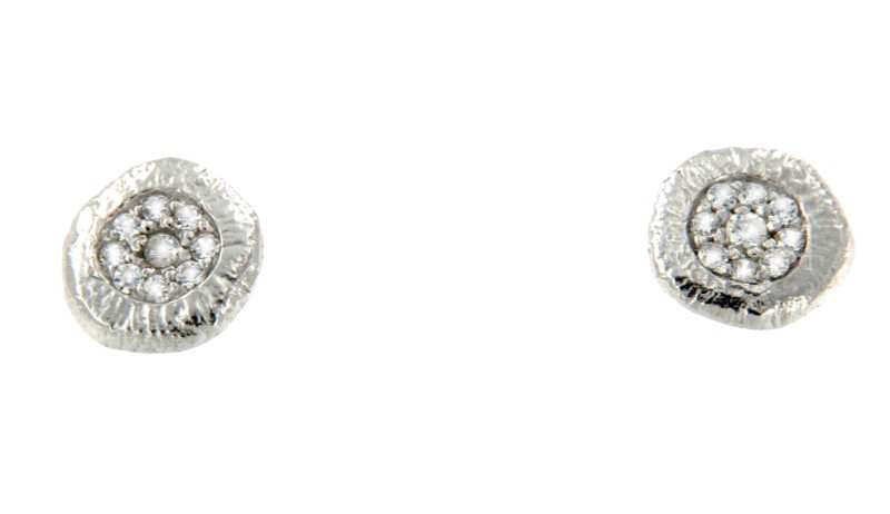 ELBURZ, pendientes de plata rodiada con circonitas. - Roman Joyero