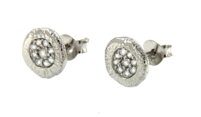 ELBURZ, pendientes de plata rodiada con circonitas. - Roman Joyero