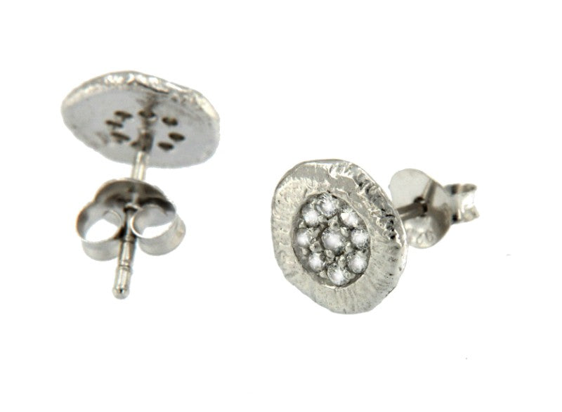 ELBURZ, pendientes de plata rodiada con circonitas. - Roman Joyero